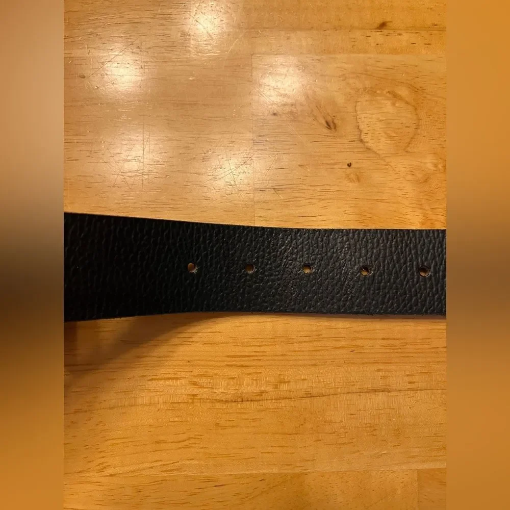 Men's Black Leather Belt NWOT XL 42-44 black silvertone pebbled leather rustic